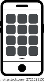 Ícone de smartphone representando o uso do dispositivo móvel e a comunicação digital. Design vetorial plano moderno adequado para elementos de interface do usuário, aplicativos móveis, apresentações de tecnologia e web design. Isolado em fundo branco e totalmente escalável para vários fins digitais.