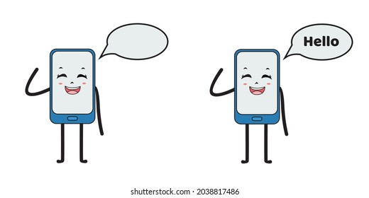 smartphone icon say hello. vector illustration.