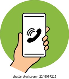 smartphone icon. The scene when making a phone call. talking. Phone reservation.
