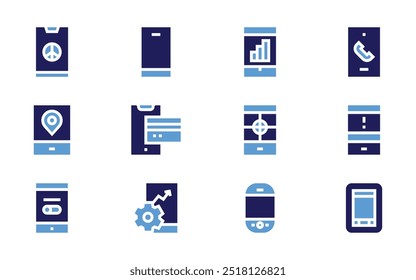 Smartphone icon set. Bold style. Duotone colors. smartphones, smartphone, mobile payment, mobile phone.