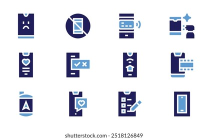 Smartphone-Symbolsatz. Fett. Duotonfarben. Smartphone, kein Telefon, Zahlungsart.