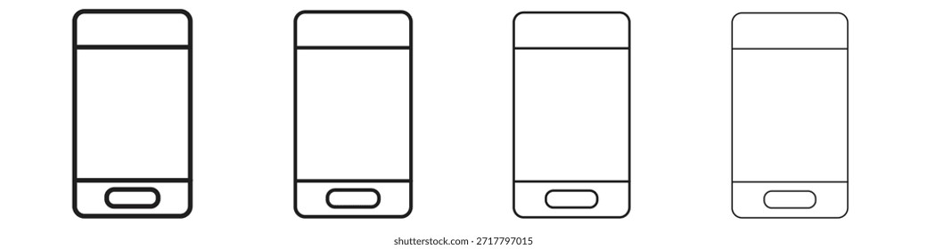 Conjunto de iconos de smartphone. Una colección de simples iconos negros de trazos finos