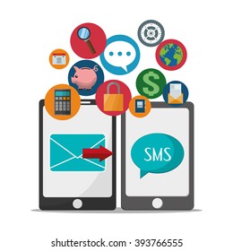 smartphone and icon set design 