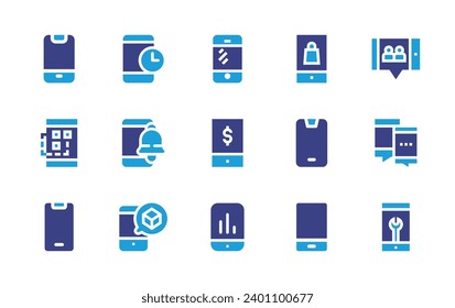 Smartphone icon set. Duotone color. Vector illustration. Containing smartphone, mobile app, iphone, phone, metric.