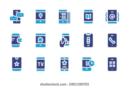 Smartphone icon set. Duotone color. Vector illustration. Containing smartphone, no mobile, payment method, blockchain, phone.