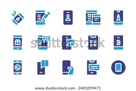 Smartphone icon set. Duotone color. Vector illustration. Containing smartphone, cell phone, phone, apps, support, tablet, call.