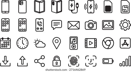 Conjunto de iconos de smartphone. Iconos de línea editables. Ilustración vectorial