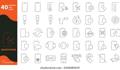 Smartphone-Symbol. Satz von Funktionssymbolen, Telefontechnologie, Schnittstellendesign.