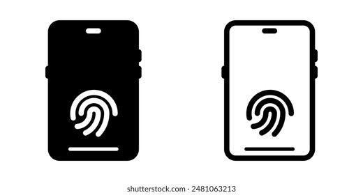 Smartphone icon set. Fingerprint, Password sign. Flat illustration of vector icon on white background