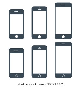 icono de smartphone conjunto en estilo de diseño glifo aislado en fondo blanco. símbolo de teléfono móvil gris. ilustración vectorial de stock