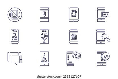 Smartphone icon set. Line style. Editable stroke. smartphone, mobile, mobile phone, mobile app, mobile game.