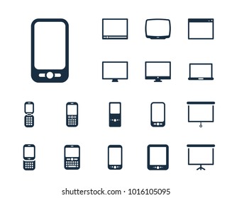 Smartphone icon in set on the white background. Set of thin, linear and modern electronic equipment icons. Universal linear icons to use in web and mobile app