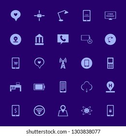 smartphone icon set with parcel four directions, empty battery and wi fi vector illustration