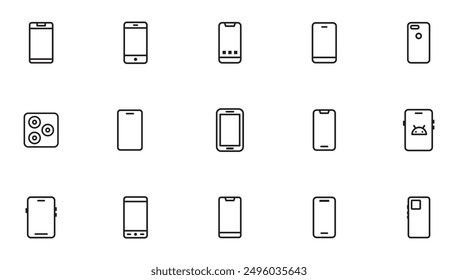 Smartphone icon set. Telephone and smartphone icon set vector illustration