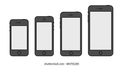 smartphone icon set in thin line design style isolated on white background. mobile phone symbol. stock vector illustration