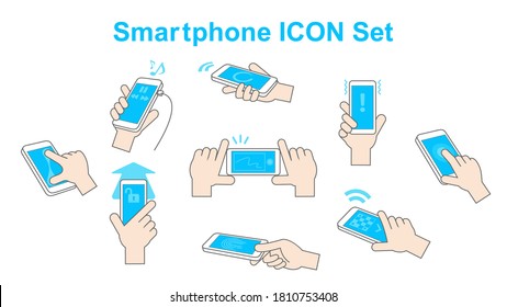 Smartphone icon set. Set of various cute colorful icons about smartphone.