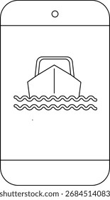 smartphone icon and ship icon with white background.with black lines