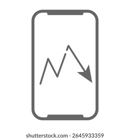 Ícone De Smartphone Mostrando Seta Para Baixo Do Gráfico