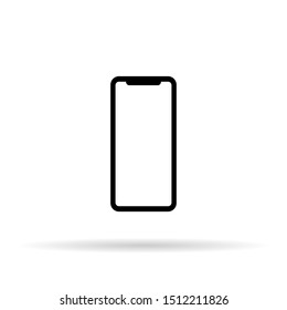 Smartphone icon in simple design witch shadow. Minimalism style. Vector illustration. EPS 10