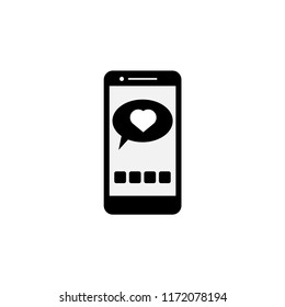 smartphone with icon social media, with bubbles like/love