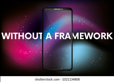 smartphone icon in the style flat design on the space background. stock vector illustration