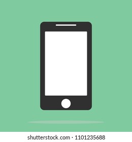 smartphone icon in the style flat design on the green background. Smartphone smart phone icon in the style flat design on the green background. White smartphone cell phone flat design eps10