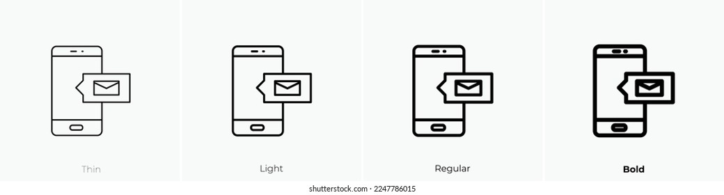 smartphone icon. Thin, Light Regular And Bold style design isolated on white background