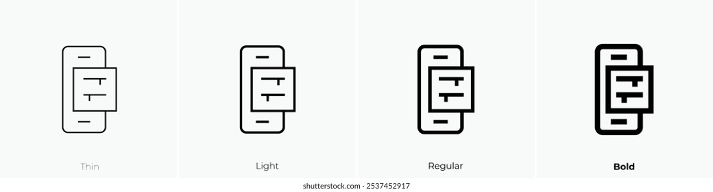 smartphone icon. Thin, Light Regular And Bold style design isolated on white background