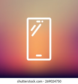 Smartphone icon thin line for web and mobile, modern minimalistic flat design. Vector white icon on gradient mesh background.