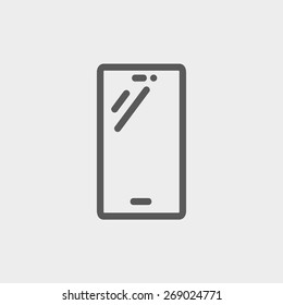Línea delgada de iconos de Smartphone para diseño de web y móvil, minimalista moderno y plano. Icono vector de gris oscuro sobre fondo gris claro.