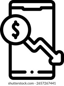 icono de smartphone. Diseño De Estilo Lineal Delgado Aislado Sobre Fondo Blanco
