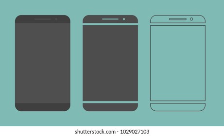 Smartphone icon in three different style