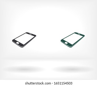 Icono de Smartphone en estilo plano. Icono de teléfono móvil. Símbolo de teléfono para el diseño de su sitio web, logotipo de smartphone, aplicación en el teléfono. Ilustración del vector, EPS 10.
