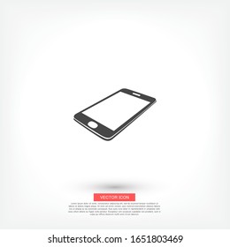Icono de Smartphone en estilo plano. Icono de teléfono móvil. Símbolo de teléfono para el diseño de su sitio web, logotipo de smartphone, aplicación en el teléfono. Ilustración del vector, EPS 10.