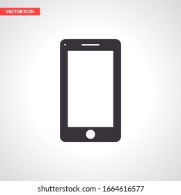 Icono de Smartphone en estilo plano. Icono de teléfono móvil. Símbolo de teléfono para el diseño de su sitio web, logotipo de smartphone, aplicación en el teléfono. Ilustración del vector, EPS 10.