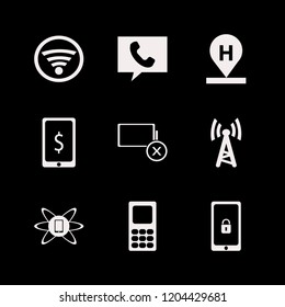smartphone icon. smartphone vector icons set phone, hotel location, mobile phone and mobile security