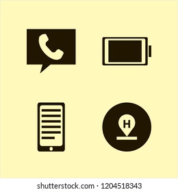 smartphone icon. smartphone vector icons set phone conversation, phone, hotel location and full battery