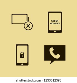 smartphone icon. smartphone vector icons set empty battery, cyber monday mobile, mobile security and phone