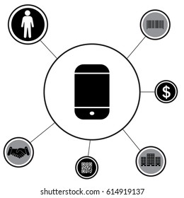 smartphone icon, vector illustration