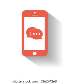 Smartphone icon vector illustration with chat red 