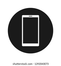 Smartphone icon vector illustration design isolated on flat black round button