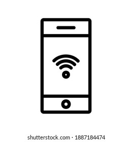 Icono de Smartphone en estilo de línea sobre Internet de cosas para cualquier proyecto, uso para presentación de aplicación móvil del sitio web