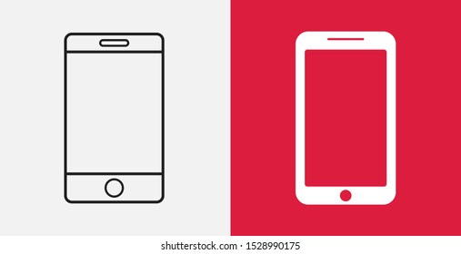 Smartphone icon, vector illustration. Mobile phone smartphone icon illustration. Line and filled icons set