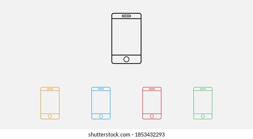 Icono de Smartphone, ilustración vectorial. Icono de smartphone de teléfono móvil. Conjunto de coloridos iconos de diseño plano