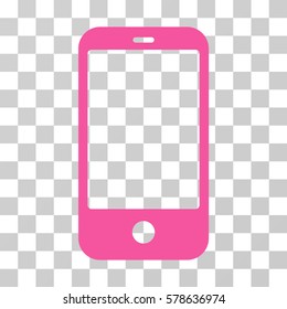 Smartphone icon. Vector illustration style is flat iconic symbol, pink color, transparent background. Designed for web and software interfaces.