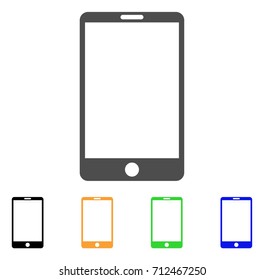 Smartphone icon. Vector illustration style is a flat iconic smartphone symbol with black, grey, green, blue, yellow color versions. Designed for web and software interfaces.