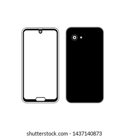 smartphone icon vector, mobile illustration, black and white.