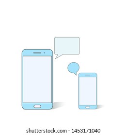 smartphone icon vector, mobile illustration, smartphone with bubbles chat vector, sign and symbol for app.