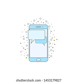 smartphone icon vector, mobile illustration, bubbles chat illustration, sign and symbol for app.
