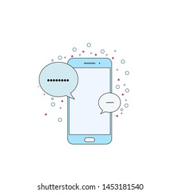 smartphone icon vector, mobile illustration, bubbles chat illustration, sign and symbol for app, smartphone on pattern background.